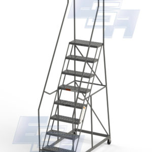 8 step gray rolling ladder, by EGA.