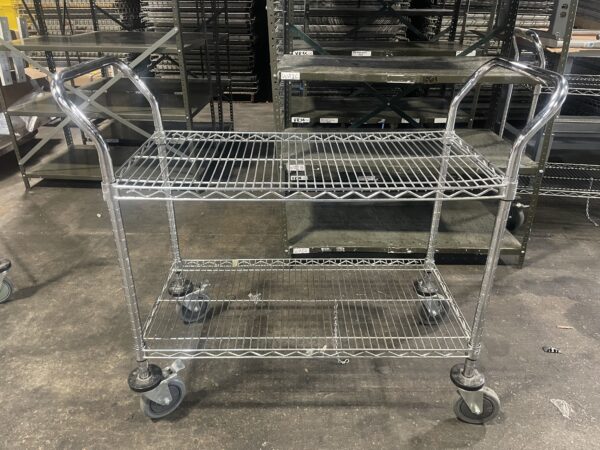 One used wire cart with 2 shelves