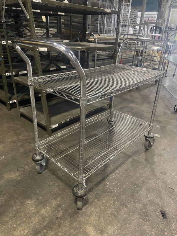 One used wire cart with 2 shelves