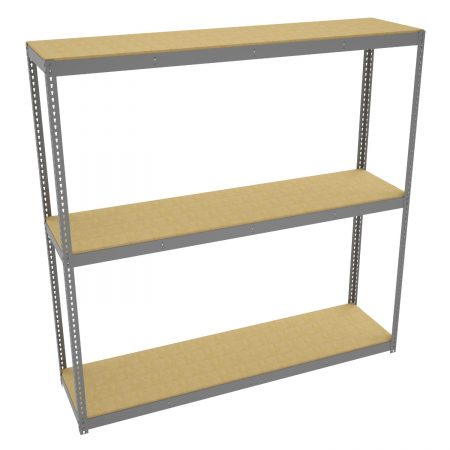 Tennsco bulk rivet shelving, 3 tiers, large width.